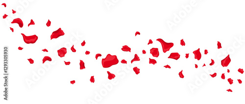 Elegant rose petals flying gracefully, evoking feelings of love, celebration, and beauty, perfect for romantic and festive designs.