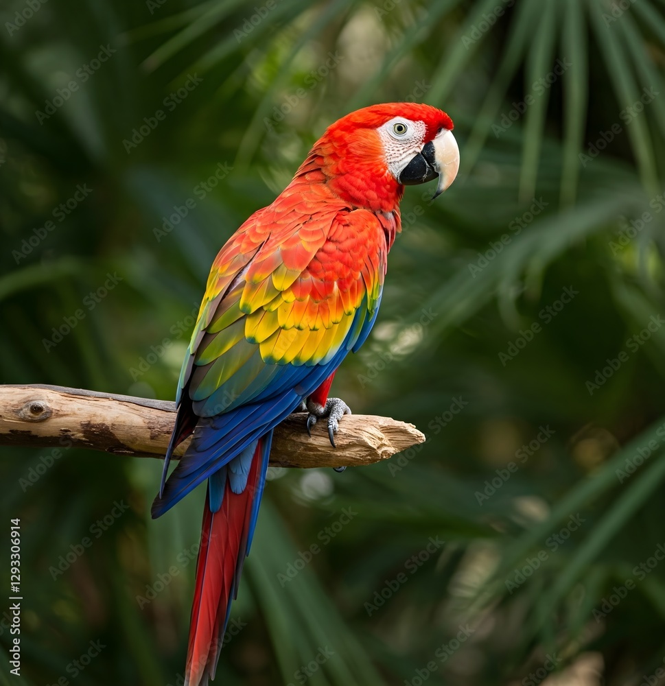 Vivid Parrot Perched on a Tropical Branch AI Image Vivid Parrot Perched on a Tropical Branch AI Image