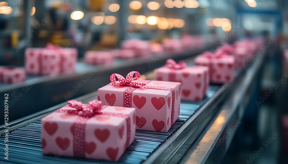 Gift factory conveyor, heart boxes Gift factory conveyor, heart boxes