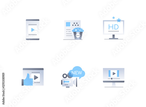 Wallpaper Mural Love for cinema and films - flat design style icons set Torontodigital.ca