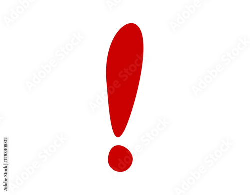 A bold red exclamation mark stands out against a white background, symbolizing alertness.