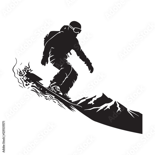 Snowboard Silhouette clipart on a white background