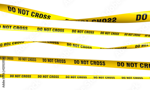 Realistic yellow caution tape with do not cross message repeating