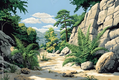 Prehistoric fern fossils in museums