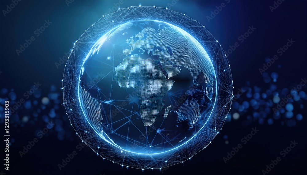 Fototapeta premium Earth surrounded by a complex network of interconnected lines representing global connectivity