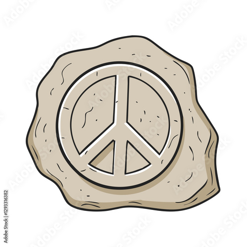 Peace symbol engraved on stone