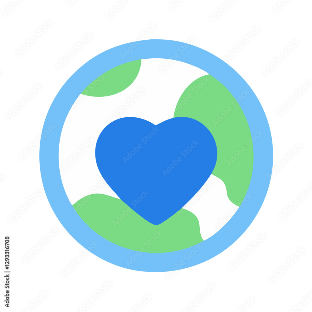 Earth with blue heart symbol illustration Earth with blue heart symbol illustration