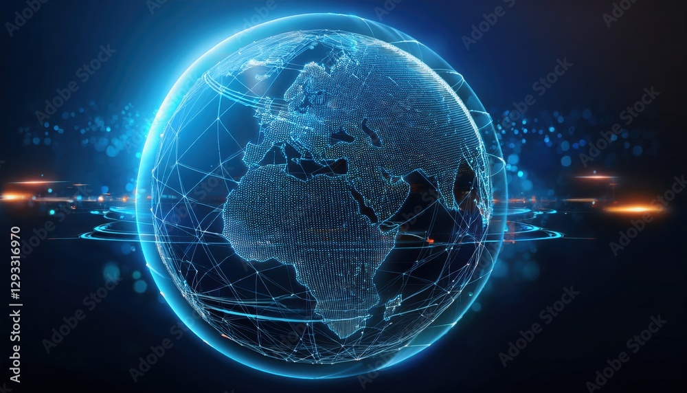 Obraz premium A globe surrounded by a complex network of interconnected lines representing global connectivity