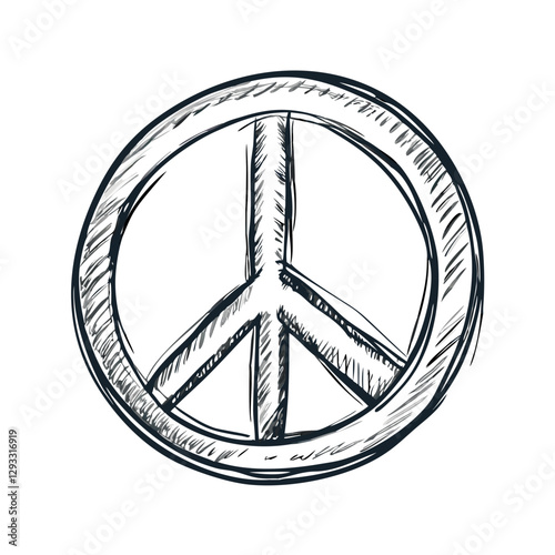 Hand-drawn peace symbol in pencil sketch style