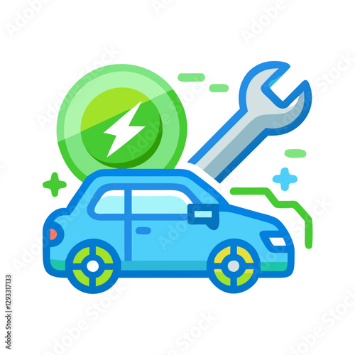 Electric car repair icon