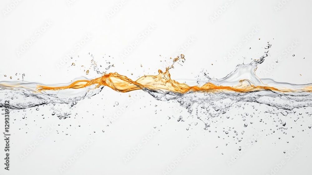 Obraz premium Vibrant Splash of Clear Water with Dynamic Orange Wave Above