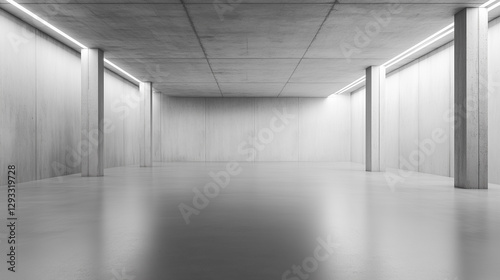 a minimalist white room with strong natural light casting distinct shadows