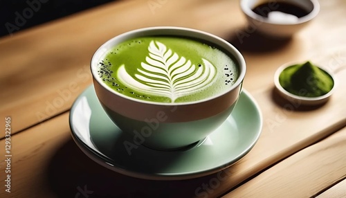 hot matcha latte art photo