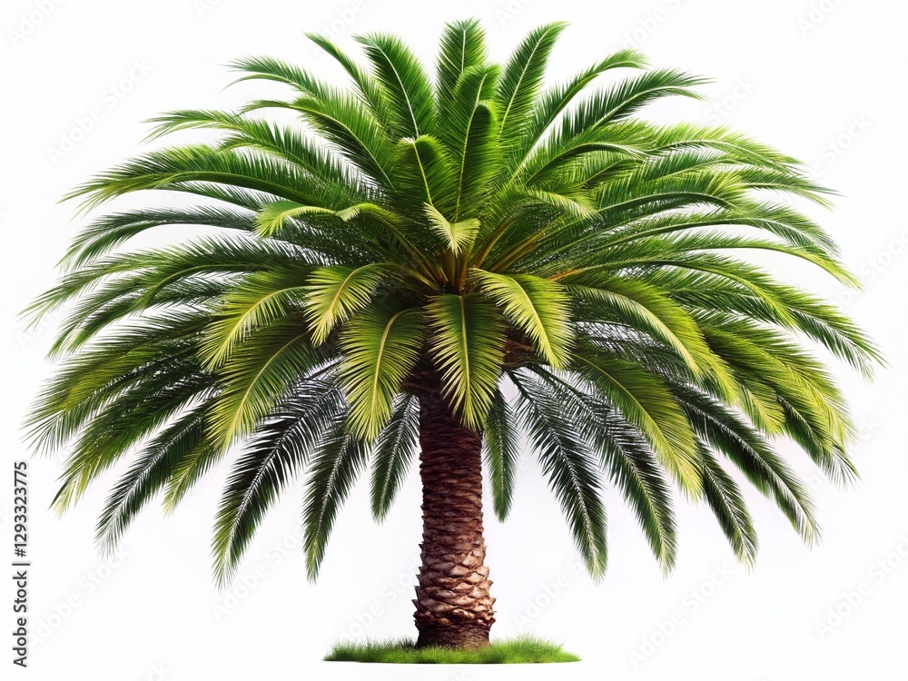 Obraz premium Silhouette of a Date Palm Tree on White Background - Stock Photo