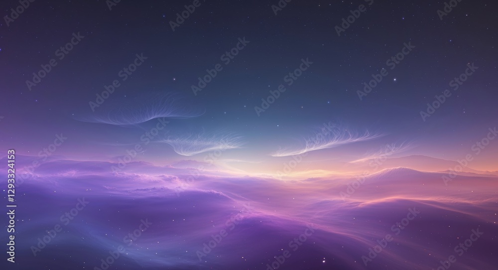 Fototapeta premium Glowing Purple and Orange Cosmic Landscape.