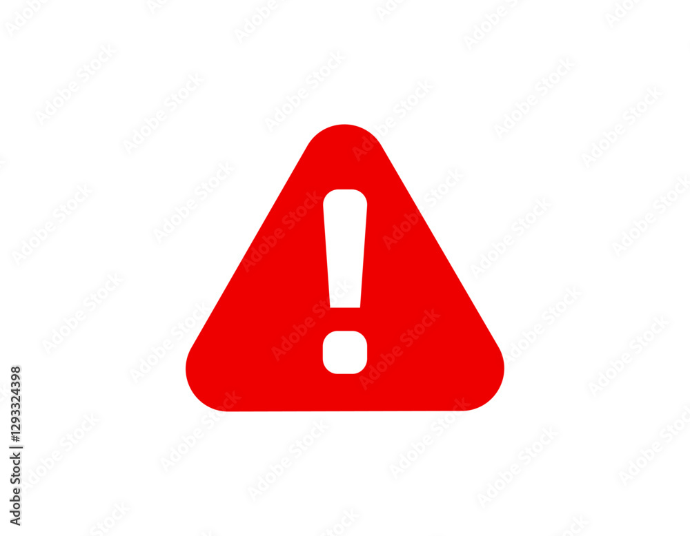 Bold red triangle with an exclamation mark, signaling caution or alert. a universal symbol for warning notices. Bold red triangle with an exclamation mark, signaling caution or alert. a universal symbol for warning notices.