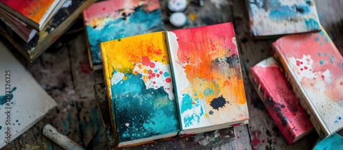 Vibrant Hand-Painted Abstract Art Books photo