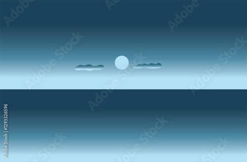 Quiet blue sea vector illustration. Vintage design. Background image.