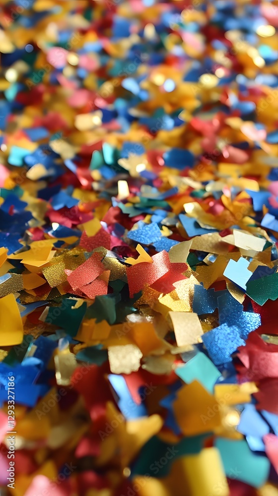 Colorful confetti scattered on surface Colorful confetti scattered on surface