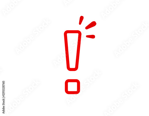 A bold red exclamation mark icon, symbolizing urgency and attention. perfect for alerts.