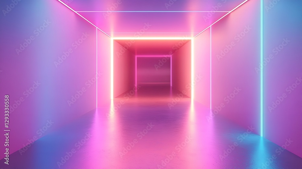 Abstract Pink and Blue Neon Glow Corridor Futuristic Modern Digital Art Background Design Illustration Vibrant Light Room Space Interior 3D Mood Lines Abstract Pink and Blue Neon Glow Corridor Futuristic Modern Digital Art Background Design Illustration Vibrant Light Room Space Interior 3D Mood Lines