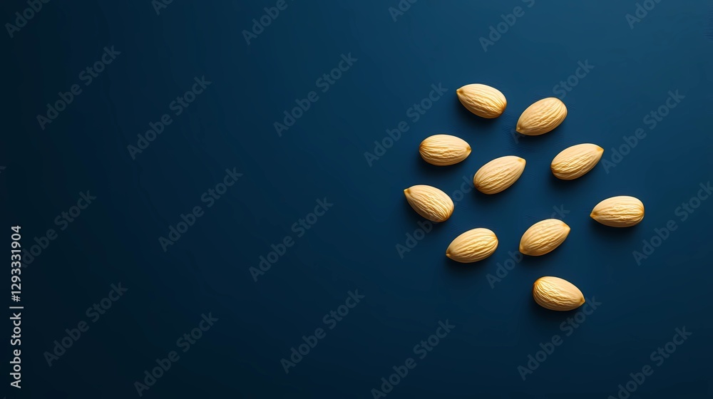 Almonds scattered on a rustic wooden surface, creating a natural and organic composition for food packaging, healthy lifestyle, and nutrition themes, book illustration style Almonds scattered on a rustic wooden surface, creating a natural and organic composition for food packaging, healthy lifestyle, and nutrition themes, book illustration style