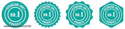 Number 1 product logo set.No.1 product badge since 1997. Best Quality Badge. Premium Product Seal. Certified Approval Stamp. Verified Label Design. Exclusive Award Emblem. Official Guarantee Sign. 