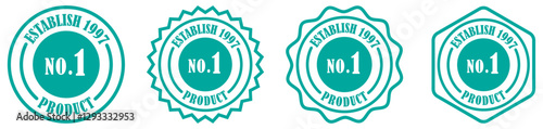 No 1 premium quality product logo stamp set with pointed and rounded zig zag. Best No.1 Product Badge Seal Vector.  Award Label with No.1 Product. Vector illustration 