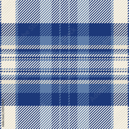 Mixed pattern fabric vector, vogue tartan check plaid. Dining seamless texture textile background in blue and old lace colors.