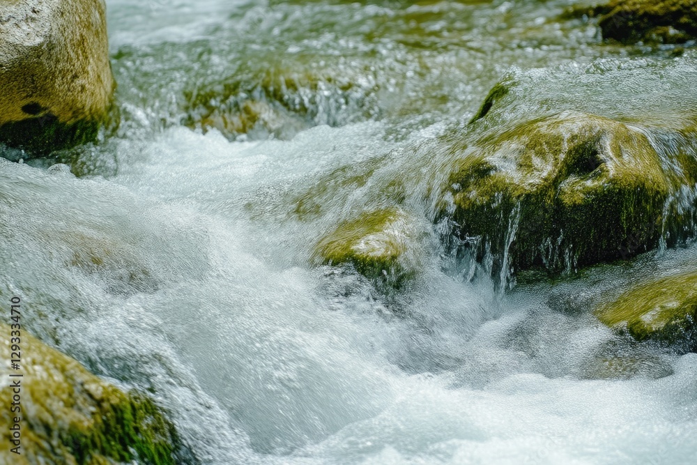 Natural River Water Flowing Through Forest Natural River Water Flowing Through Forest