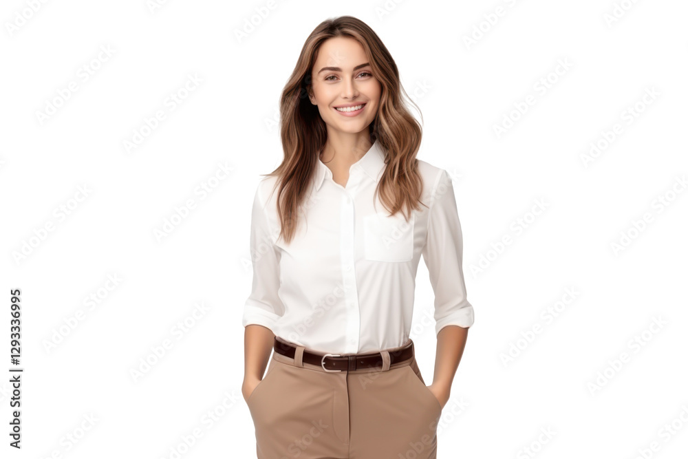 modern businesswoman in casual suit with hands in pocket isolated on white or transparent png modern businesswoman in casual suit with hands in pocket isolated on white or transparent png