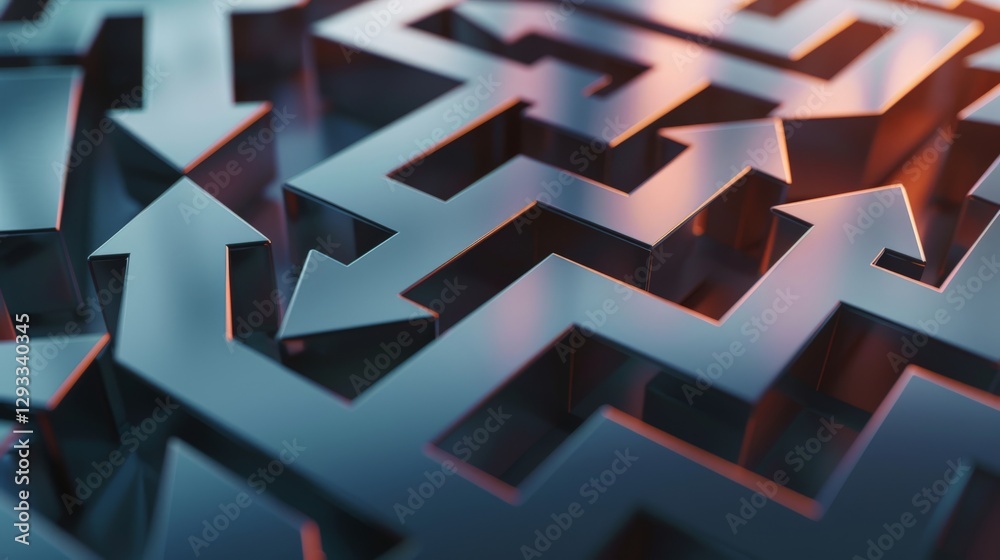 Arrows in a maze leading to the exit Arrows in a maze leading to the exit