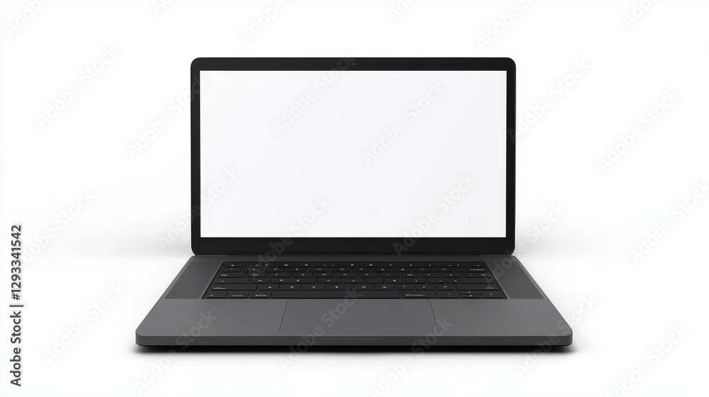 Laptop computer with white screen and keyboard front and top view. Vector realistic mockup of modern notebook, portable desktop pc with blank monitor display isolated on white background Laptop computer with white screen and keyboard front and top view. Vector realistic mockup of modern notebook, portable desktop pc with blank monitor display isolated on white background