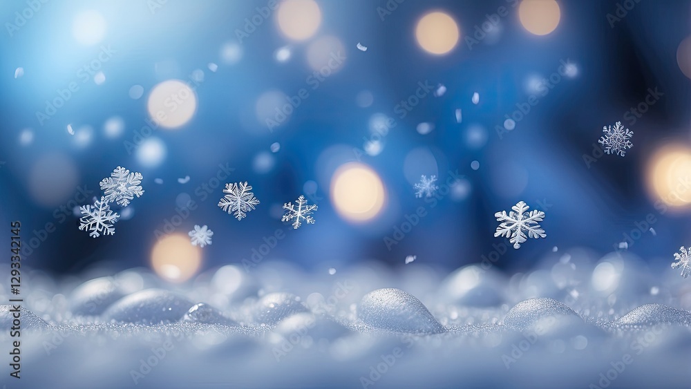 Fototapeta premium 1. Winter Wonderland: Sparkling Blue Background with Snowflakes