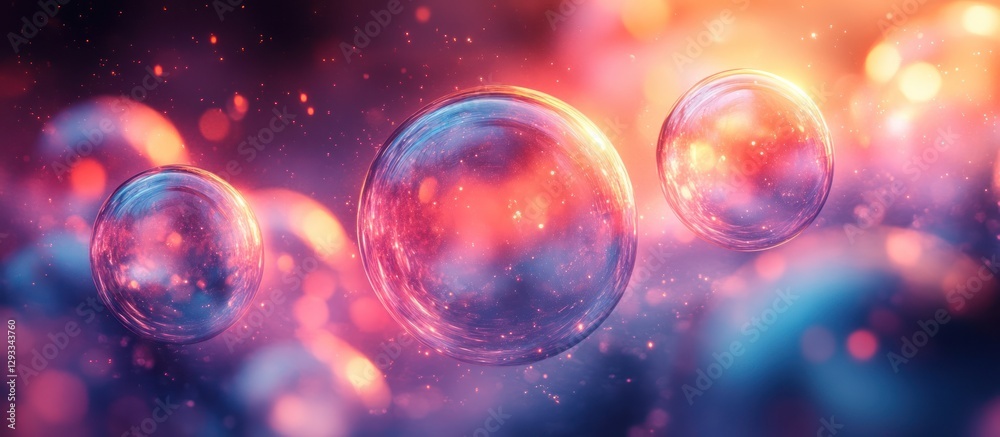 Abstract colorful bubbles floating in vibrant nebula. Abstract colorful bubbles floating in vibrant nebula.