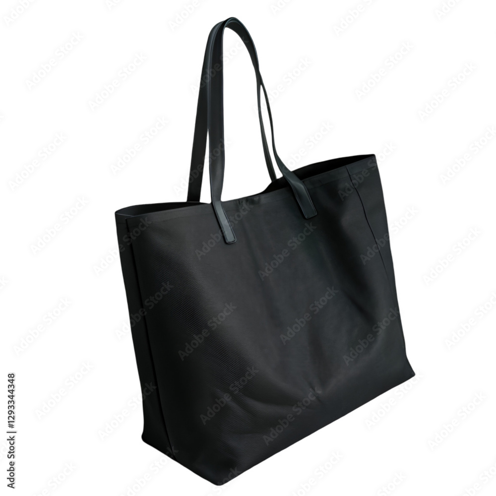 Black tote bag mockup isolated on transparent background Black tote bag mockup isolated on transparent background