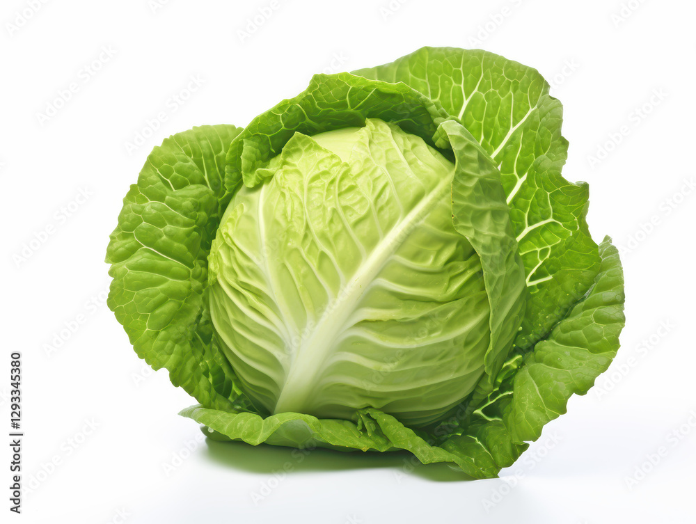Obraz premium fresh green Cabbage isolated on a white background
