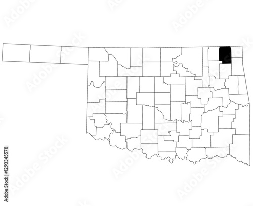 Obraz na płótnie Map of Craig County in Oklahoma state on white background. single County map highlighted by black colour on Oklahoma map. UNITED STATES, US w salonie