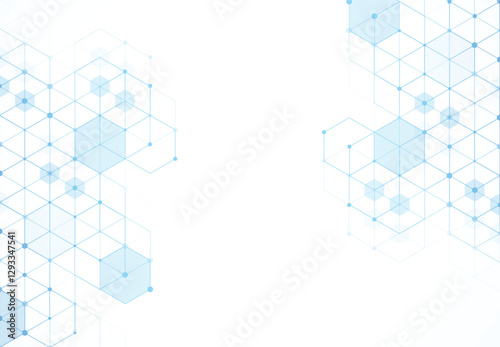 Abstract hexagonal molecular structures in technology background and science style. Medical design. Vector illustration