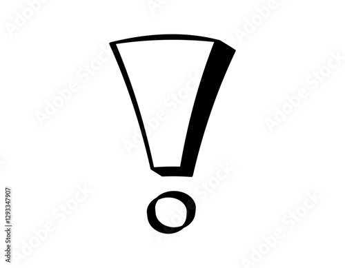 A bold black exclamation mark on a clean white background symbolizes emphasis or attention.