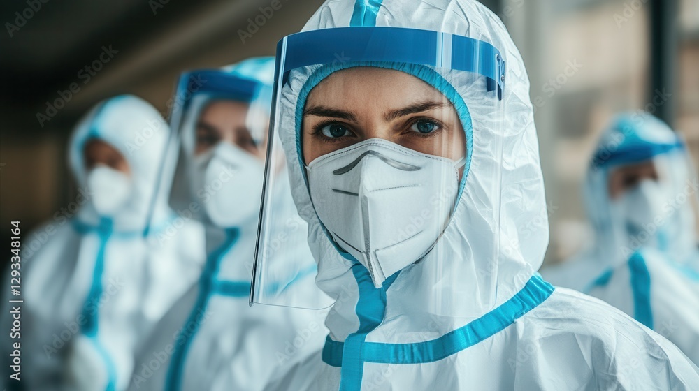 Focused Medical Professional In Protective Gear Focused Medical Professional In Protective Gear