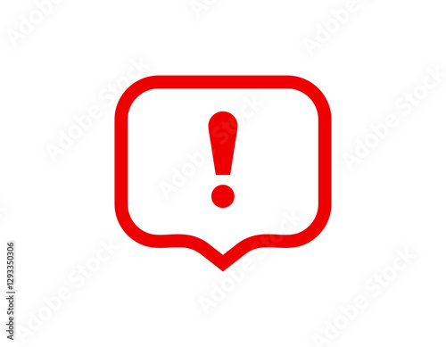 Red exclamation mark sign within a simple framework, indicating caution or alert.