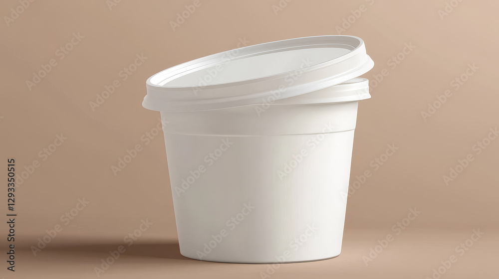 White plastic standing and lying container for ice cream or yogurt storage. Realistic 3d vector illustration set of frozen dairy product bucket mockup. Bank template of milk dessert food package. White plastic standing and lying container for ice cream or yogurt storage. Realistic 3d vector illustration set of frozen dairy product bucket mockup. Bank template of milk dessert food package.