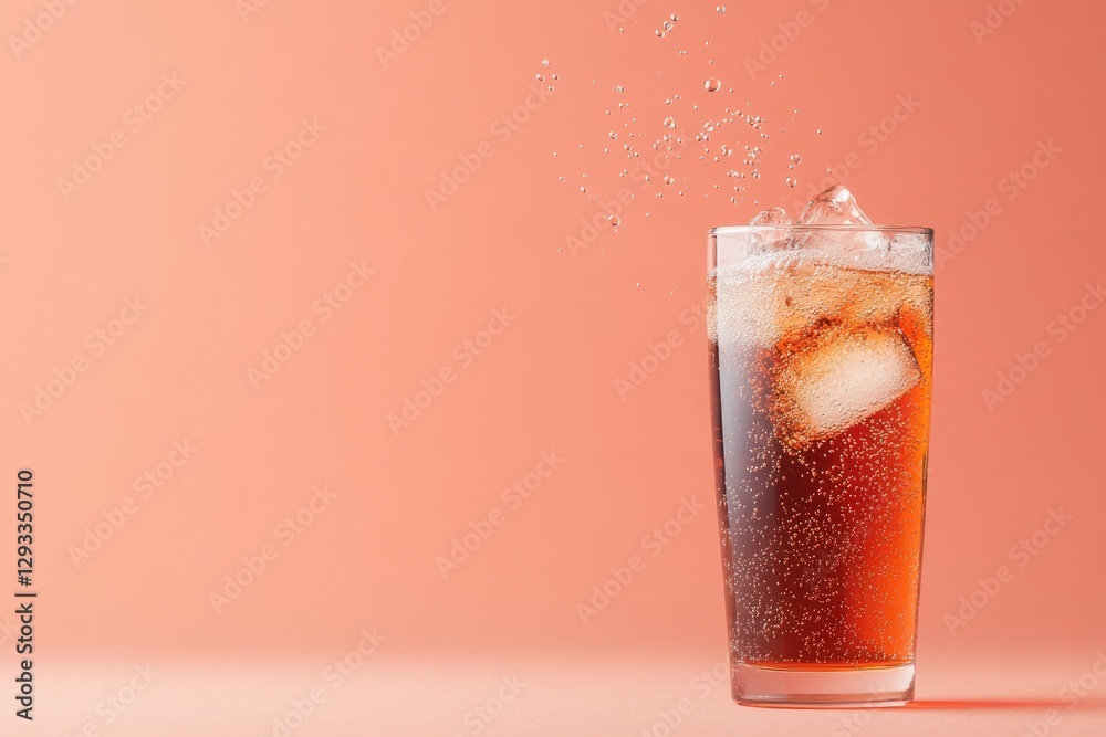 Refreshing cocktail with ice, sparkling bubbles, and vibrant hue Refreshing cocktail with ice, sparkling bubbles, and vibrant hue