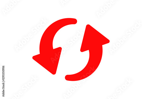 Two red arrows form a circle, emphasizing concepts of movement, renewal, and repetition.