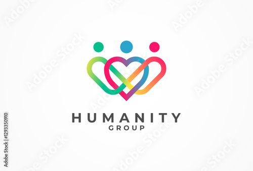 People logo design, humanity people group Logo with gradient color, human logo design template, vector illustration