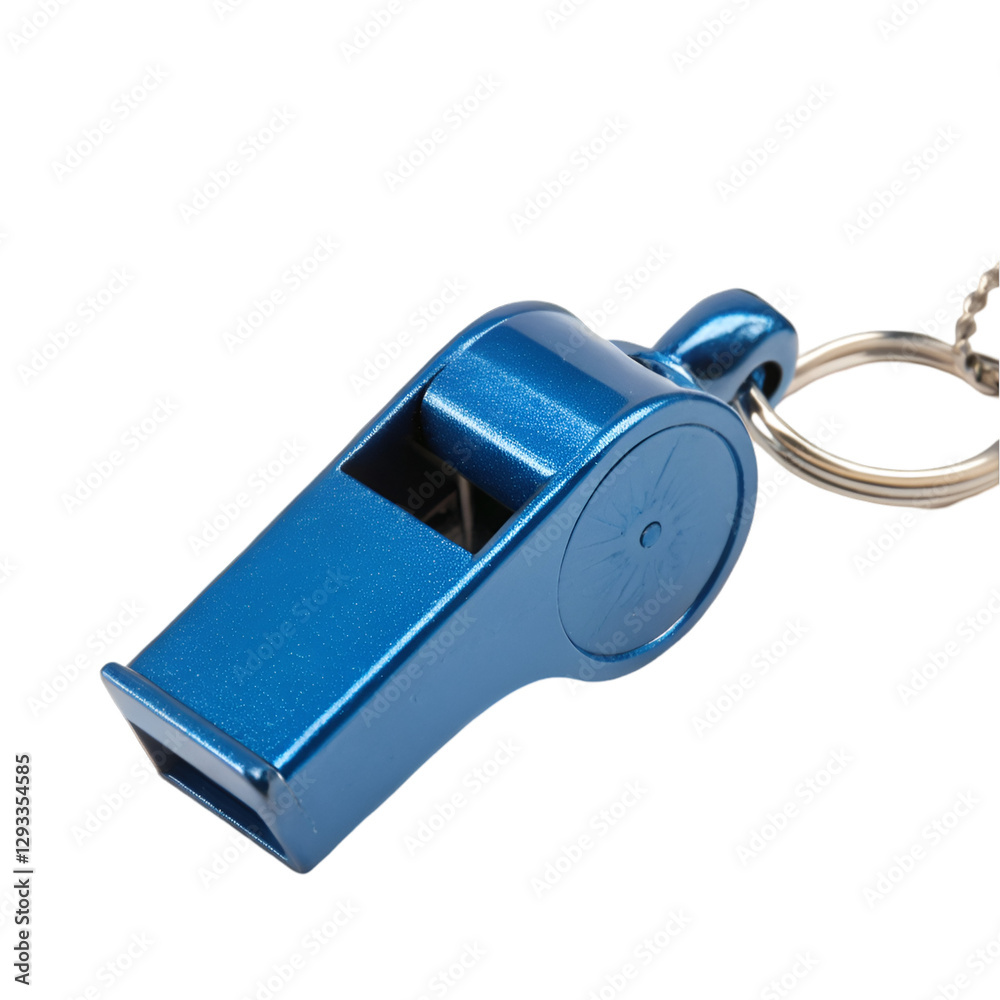 Blue metal whistle isolated on transparent background Blue metal whistle isolated on transparent background
