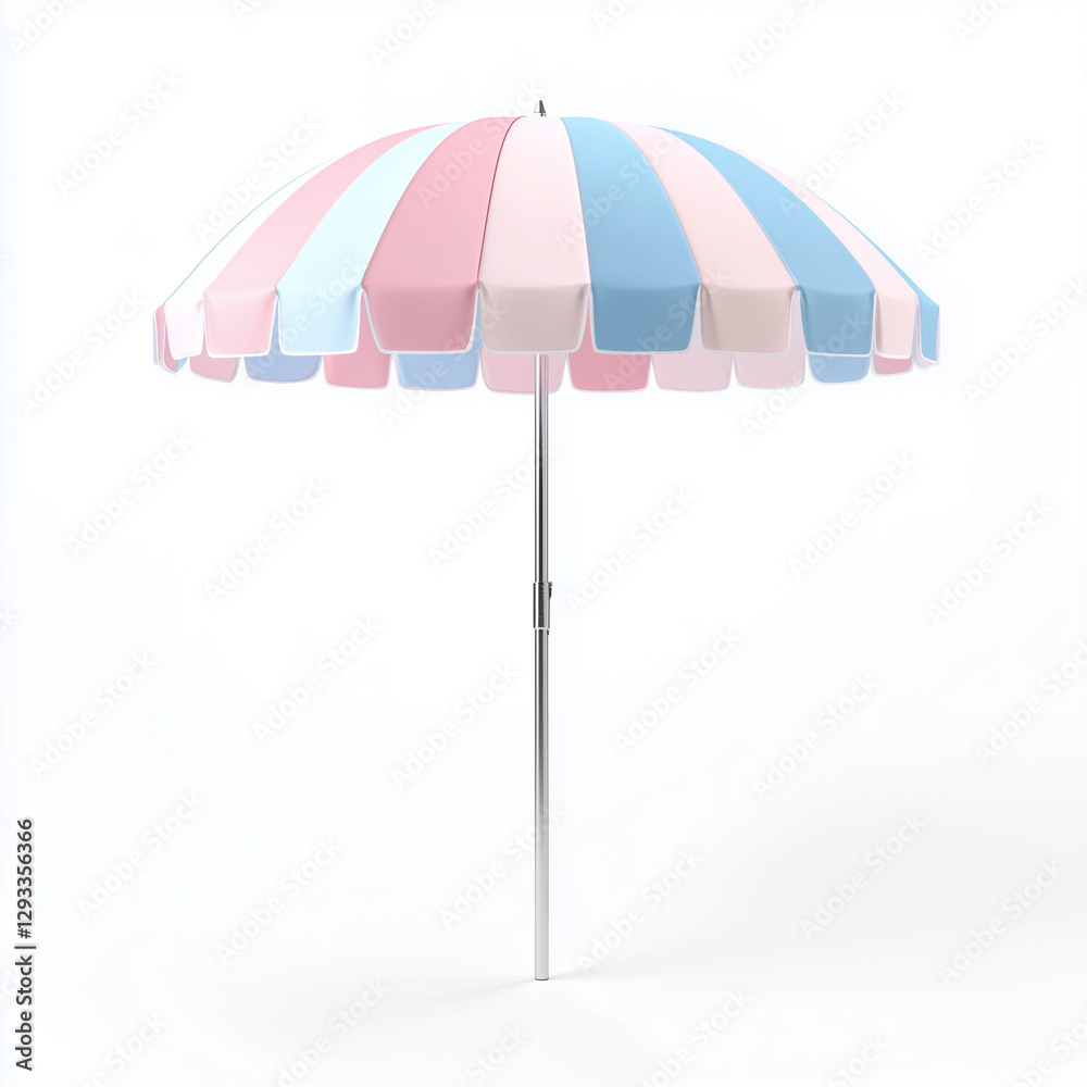 A foldable beach umbrella on a white background A foldable beach umbrella on a white background