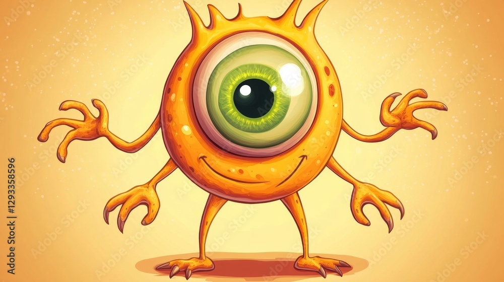 Fototapeta premium Smiling Orange Monster Illustration