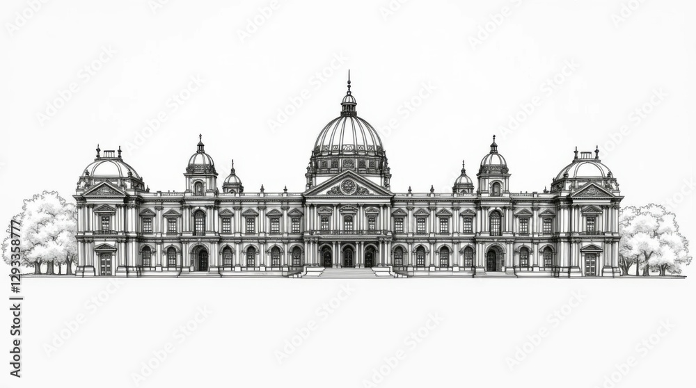 Obraz premium Line Drawing of Dolmabahçe Palace